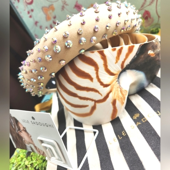 Lele Sadoughi Accessories - LELE SADOUGHI Cream Bone Crystals Sequins Seed Beads Sparkle Glitz Headband 1.5"